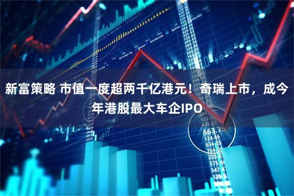 新富策略 市值一度超两千亿港元！奇瑞上市，成今年港股最大车企IPO