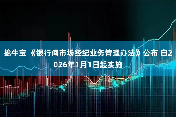 擒牛宝 《银行间市场经纪业务管理办法》公布 自2026年1月1日起实施